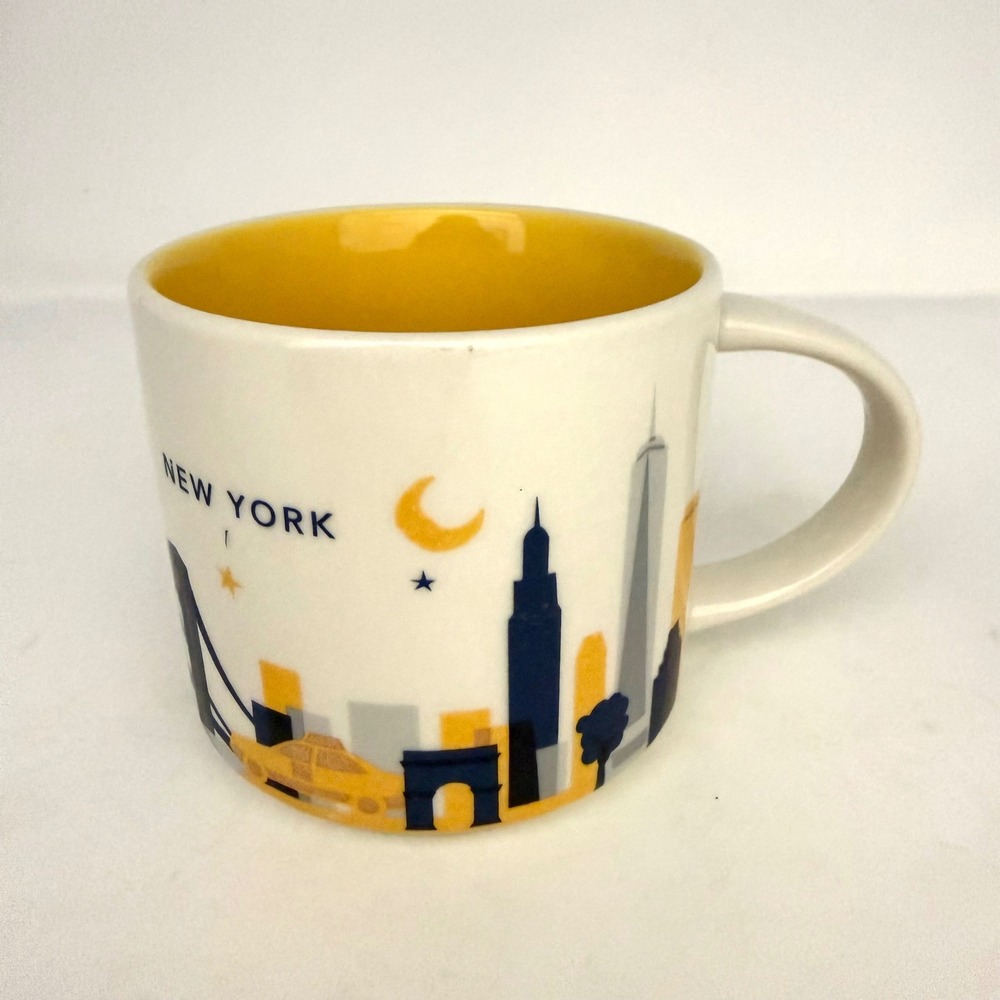 Starbucks New York You Are‎ Here Collection Mug 14oz NYC Skyline Yellow Interior